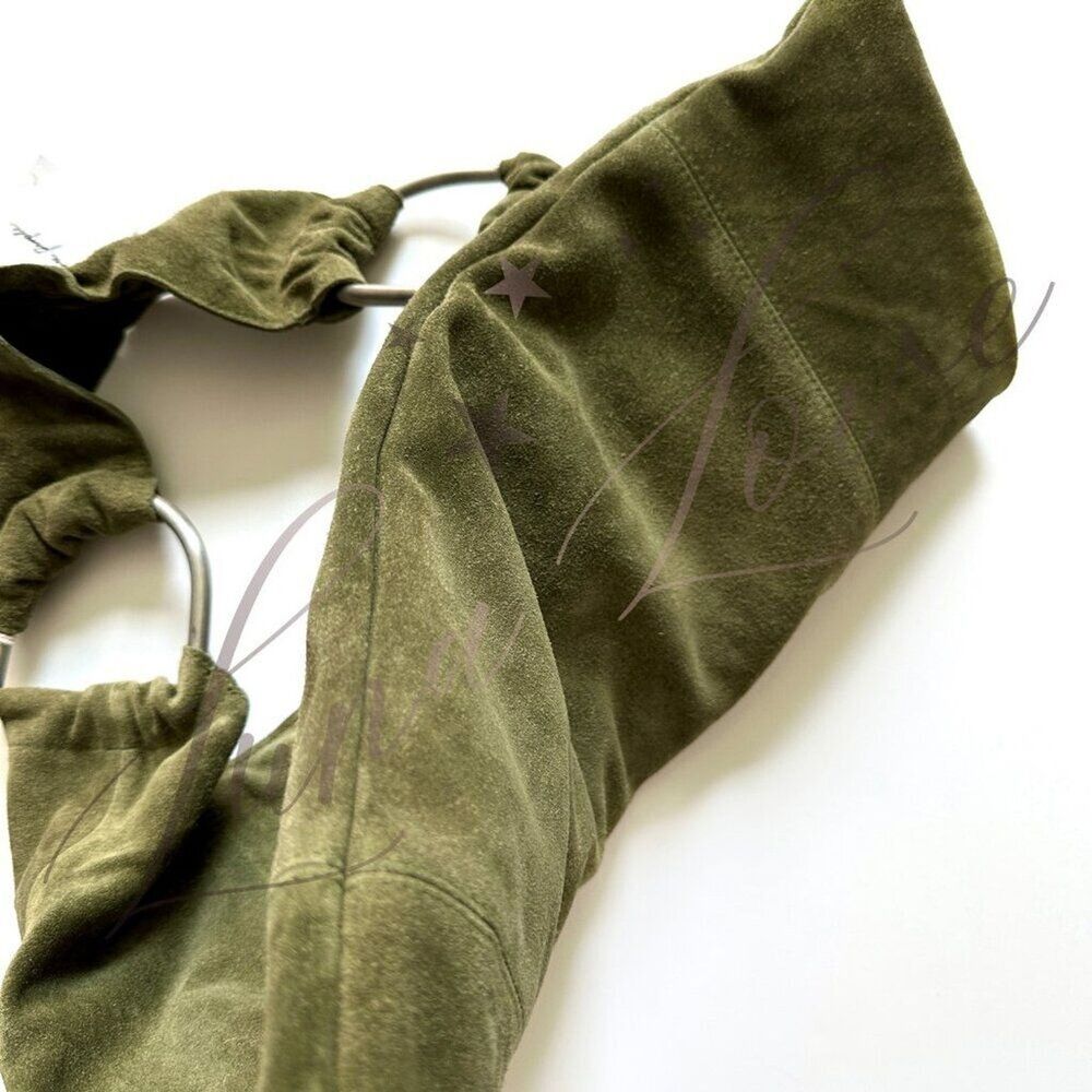 FREE PEOPLE Bobbi Slouch Suede Tote In Khaki / Olive NWT - Picture 6 of 9